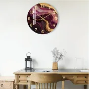 Leise Wanduhr - Modernes Marmor-Design mit goldenen Akzenten