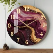 Leise Wanduhr - Modernes Marmor-Design mit goldenen Akzenten