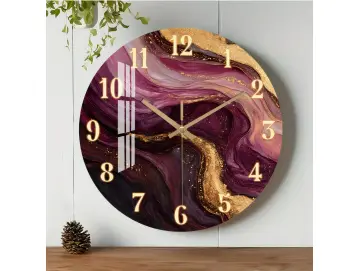 Wanduhr - Modernes Marmor-Design mit goldenen Akzenten