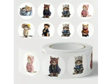 Niedliche Katzen-Sticker mit Anzug - 20 Stück