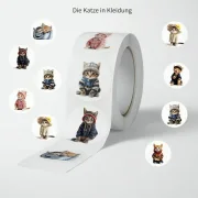 Niedliche Katzen-Sticker mit Anzug - 20 Stück