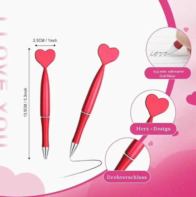 roter Herzkugelschreiber