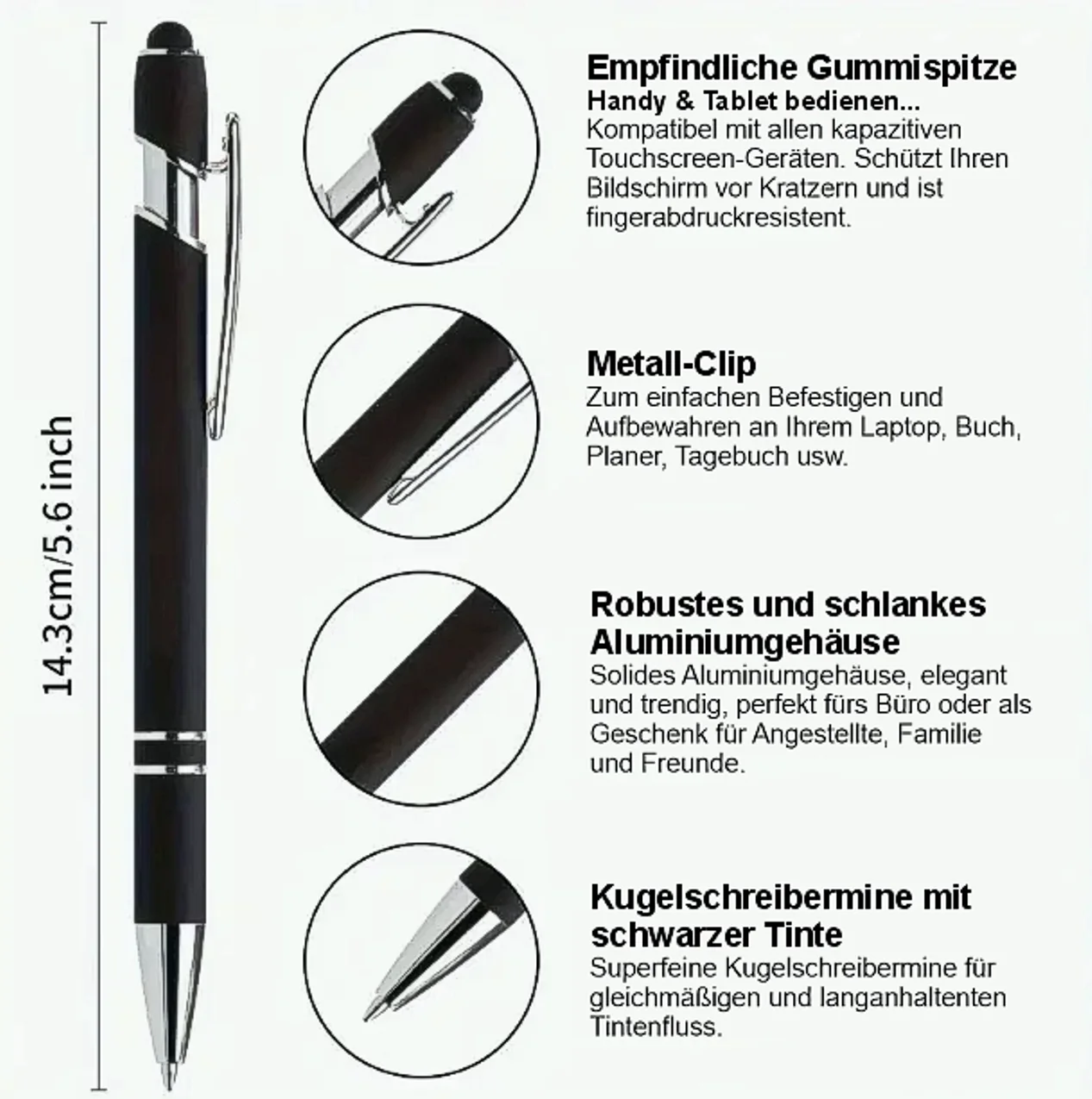 Kugelschreiber aus schwarzem Metall