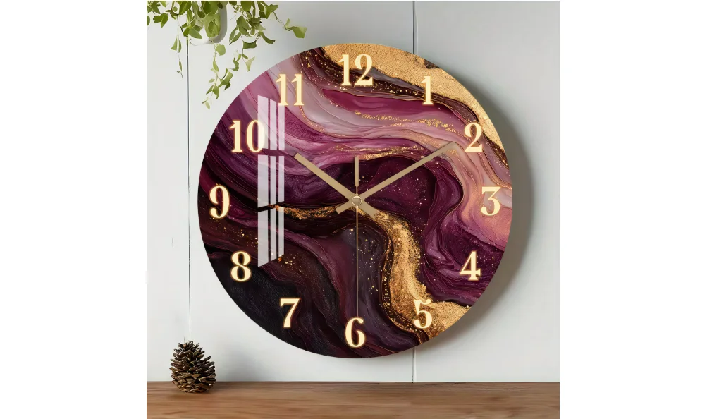 Wanduhr - Modernes Marmor-Design mit goldenen Akzenten